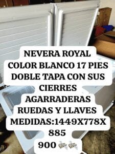 Congelador / Nevera Royal — 17 pies cúbicos — Doble Tapa Blanca
