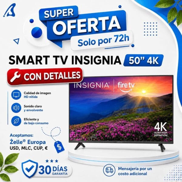 📺 SMART TV INSIGNIA — 50 PULGADAS — 4K ULTRA HD 🔥 SUPER OFERTA — SOLO POR 72 HORAS 🔥