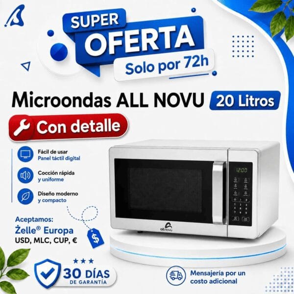 📋 MICROONDAS ALL NOVU — 20 LITROS 🔥 SUPER OFERTA — SOLO POR 72 HORAS 🔥