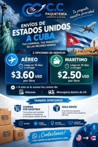 Ebvios de productos a Cuba