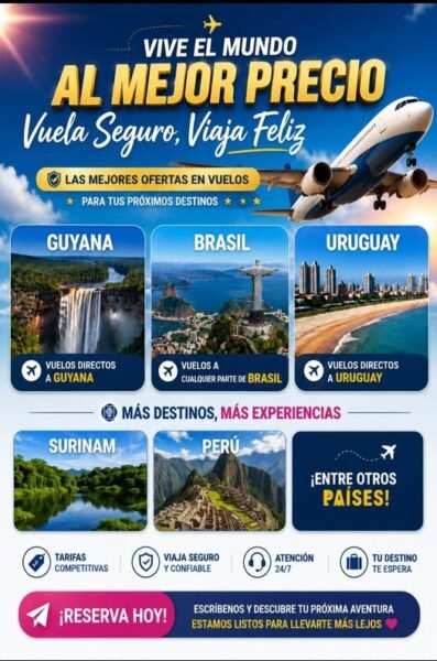 PASAJES A GUYANA, BRASIL Y URUGUAY - Desde La Habana - 59453553