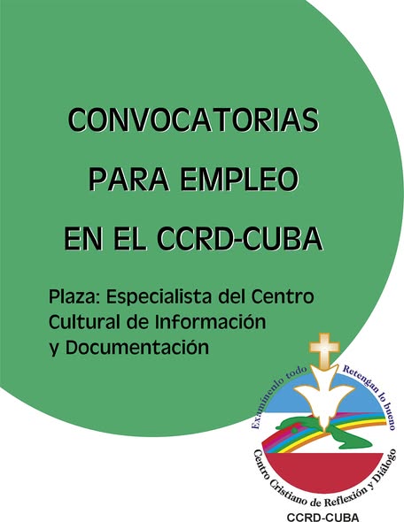 Oferta de empleo - Especialista del Centro Cultural de Información y Documentación Osmany Fernández Gómez