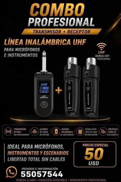 Transmisor + Receptor para Micrófonos o Instrumentos doble - 50 usd - 55057544
