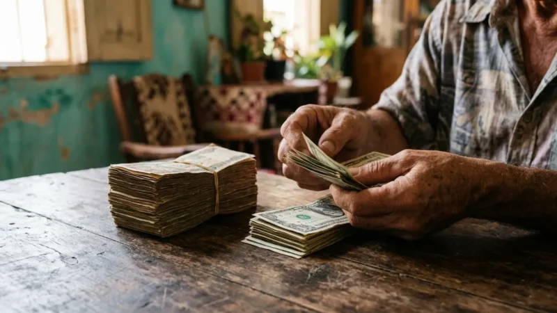 Dólar en Cuba: manos contando dólares junto a un fajo de pesos cubanos