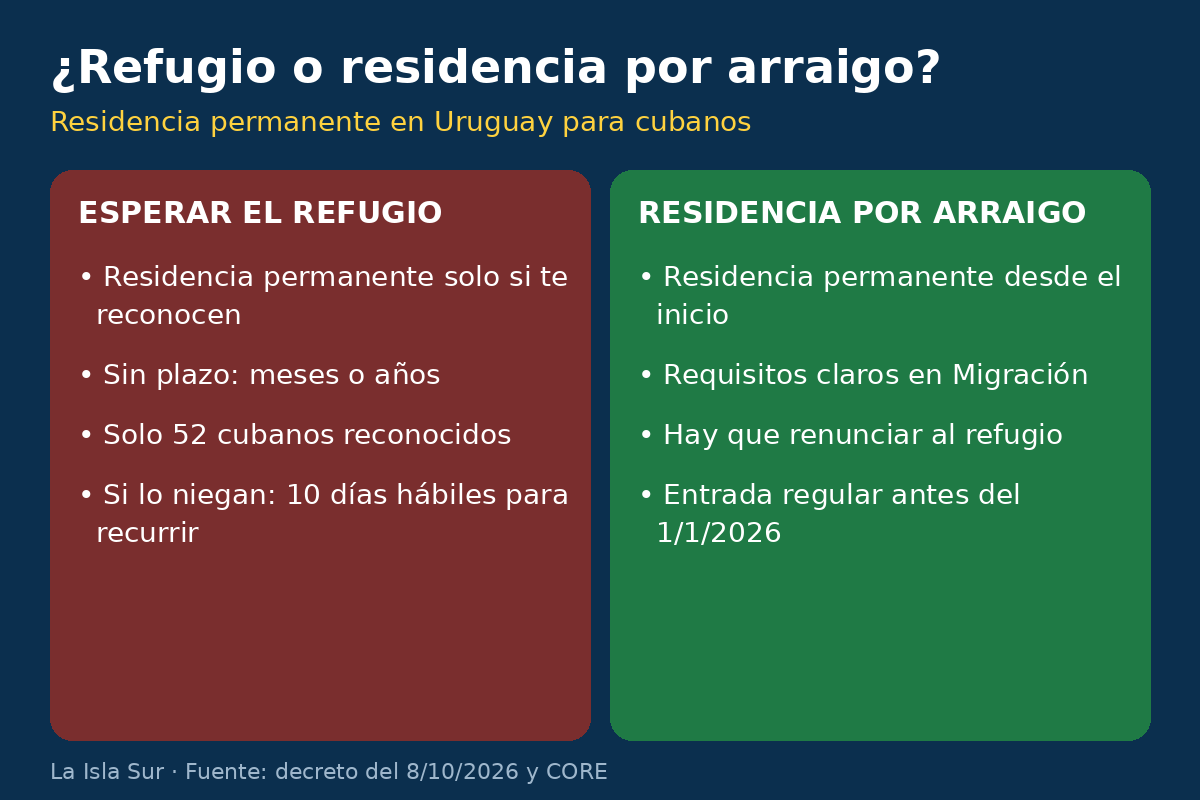 Refugio o residencia permanente en Uruguay por arraigo: comparación para cubanos